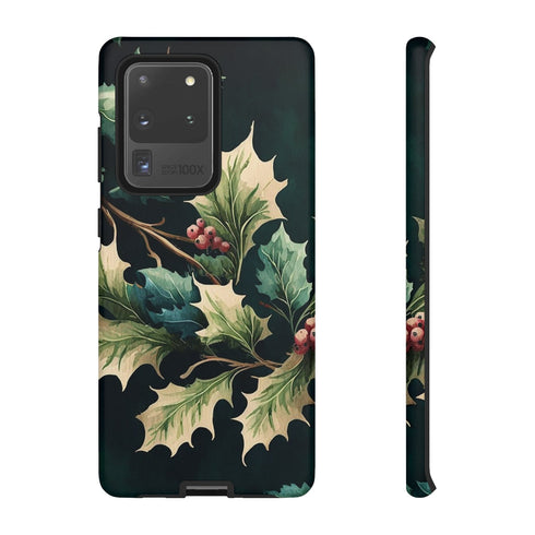 Dark Green Festive Holly in Watercolor - Impact Resistant Phone Case Samsung Galaxy S20 Ultra Matte